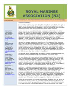 ROYAL MARINES ASSOCIATION (NZ) JUNE/JULY 2009 LOCAL PATRON: HIS EXCELLENCY THE HONOURABLE SIR ANAND SATYANAND, GNZM, QSO, THE GOVERNOR GENERAL OF N.Z.