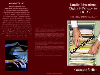 What is FERPA?  Family Educational Rights & Privacy Act (FERPA)