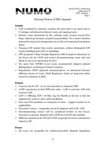 Record ITAC-10 Meeting Addendum B – TRU disposal – Page 1  National Status of TRU disposal