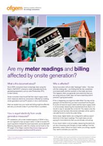 Are my meter readings and billing affected by onsite generation? What is this document about? Who is affected?