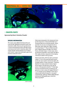 PROPOSAL 46 — VOTE YES!  PHOTO: GUY STEVENS > MANTA RAYS Sponsored by Brazil, Colombia, Ecuador