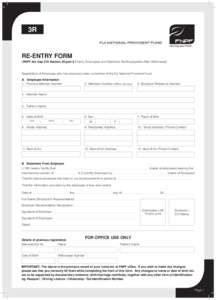 3R  Re-Entry Form (FNPF Act Cap 219 Section 20 part 6 Elderly Employees and Members Re-Employment After Withdrawal).  Registration of Employee who has previously been a member of the Fiji National Provident Fund