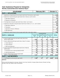 CA[removed]Cash Assistance Program for Immigrants Monthly Caseload Movement Statistical Report, Feb11.