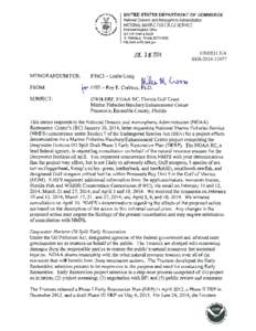 UNITED STATES DEPARTMENT OF COMMERCE National Oceanic and Atmospheric Administration NATIONAL MARINE FISHERIES SERVICE Southeast Regional Office 263 13th Avenue South St. Petersburg, Florida[removed]