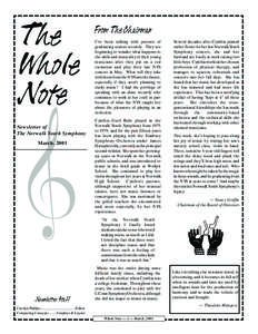 The Whole Note Newsletter of The Norwalk Youth Symphony March, 2001