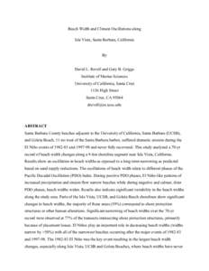 Beach Width and Climate Oscillations along Isla Vista, Santa Barbara, California By David L. Revell and Gary B. Griggs Institute of Marine Sciences