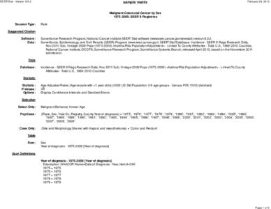 SEER*Stat Matrix for Joinpoint Sample Analysis