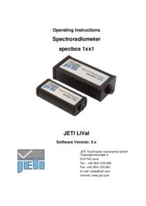 Operating Instructions  Spectroradiometer specbos 1xx1  JETI LiVal