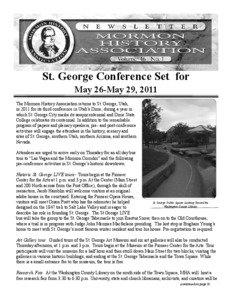 St. George Conference Set for May 26-May 29, 2011