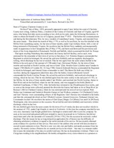 Southern Campaigns American Revolution Pension Statements and Rosters Pension Application of Ambrose Haley S8689 VA Transcribed and annotated by C. Leon Harris. Revised 6 Jan[removed]State of Virginia: Charlotte County to 