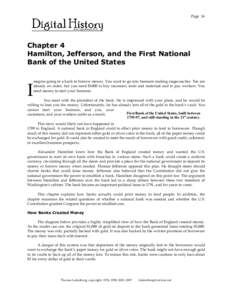 Page 16  Chapter 4 Hamilton, Jefferson, and the First National Bank of the United States