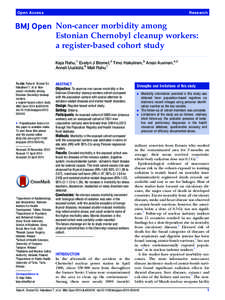 Epidemiology / Energy in Ukraine / Health in Ukraine / Demography / Liquidator / Chernobyl Forum / Cohort study / Ionizing radiation / Prostate cancer / Health / Medicine / Chernobyl disaster