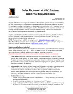 Planning and Development Building & Safety Division Solar Photovoltaic (PV) System Submittal Requirements Issue Date: July 10, 2010