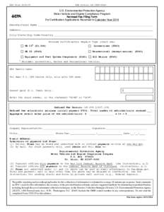 Motor Vehicle and Engine Compliance Program Nonroad Fee Filing Form for Certification Applications Received in Calendar Year[removed]November 2013)