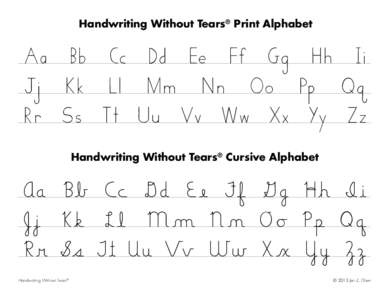 Handwriting Without Tears® Print Alphabet  Aa Bb