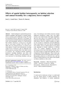 Effects of spatial habitat heterogeneity on habitat selection and annual fecundity for a migratory forest songbird