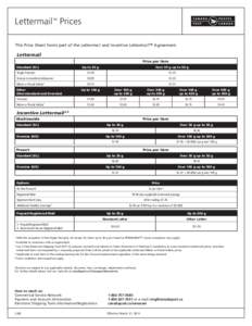 Lettermail™ Prices This Price Sheet forms part of the Lettermail and Incentive Lettermail™ Agreement. Lettermail  Price per Item Standard (S/L)
