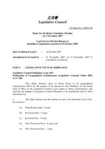 立法會 Legislative Council LC Paper No. LS5[removed]Paper for the House Committee Meeting on 2 November 2007 Legal Service Division Report on