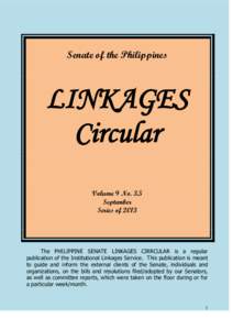 Senate of the Philippines  LINKAGES Circular Volume 9 No. 3.5 September