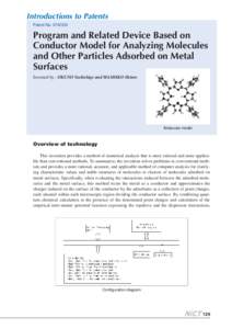 Introductions to Patents Patent No[removed]Program and Related Device Based on Conductor Model for Analyzing Molecules and Other Particles Adsorbed on Metal