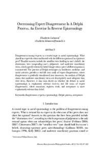 Overcoming expert disagreement in a Delphi process. An exercise in reverse epistemology