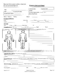 MISSISSIPPI DEPARTMENT OF HUMAN SERVICES  NURSING INTAKE FORM DIVISION OF YOUTH SERVICES