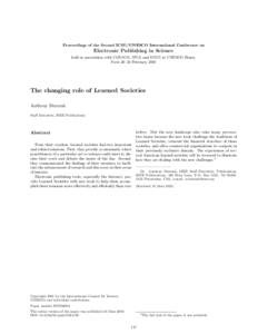 Proceedings of the Second ICSU/UNESCO International Conference on  Electronic Publishing in Science held in association with CODATA, IFLA and ICSTI at UNESCO House, Paris 20–23 February 2001