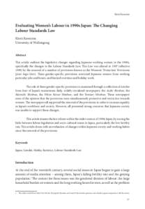 Kirsti Rawstron  Evaluating Women’s Labour in 1990s Japan: The Changing Labour Standards Law Kirsti Rawstron University of Wollongong
