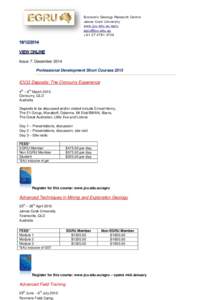 Economic Geology Research Centre James Cook University www.jcu.edu.au/egru [removed] +[removed]