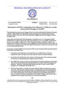 Home Affordable Modification Program / Freddie Mac / Federal Housing Finance Agency / Fannie Mae / Government-sponsored enterprise / Loan modification in the United States / Homeowners Affordability and Stability Plan / Subprime mortgage crisis / Mortgage industry of the United States / Economy of the United States