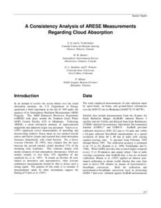 Session Papers  A Consistency Analysis of ARESE Measurements Regarding Cloud Absorption Z. Li and A. Trishchenko Canada Centre for Remote Sensing