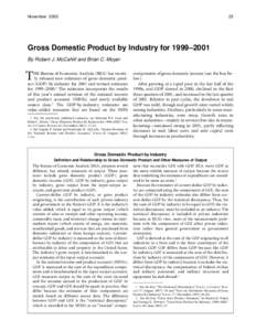 November[removed]Gross Domestic Product by Industry for 1999–2001 By Robert J. McCahill and Brian C. Moyer