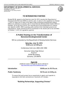 Public Hearing on the Transformation of Sonoma Developmental Center