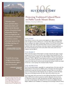Success Story  “Travelers, nature Protecting Traditional Cultural Places on Public Lands: Mount Shasta
