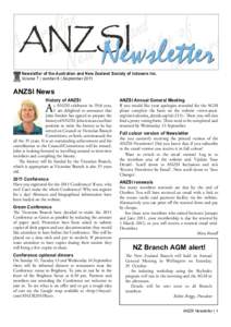 Newsletter of the Australian and New Zealand Society of Indexers Inc. Volume 7 | number 8 | September 2011 ANZSI News History of ANZSI s ANZSI celebrates its 35th year,