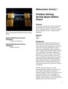 Mathematics Activity 1  Problem Solving: Saving Space Station Power