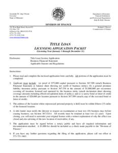 Jeremiah W. (Jay) Nixon  Department of Insurance Financial Institutions and Professional Registration John M. Huff, Director