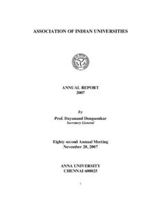 ASSOCIATION OF INDIAN UNIVERSITIES  ANNUAL REPORT[removed]by