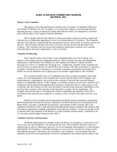 AU DIT & FINA NC E C O M MITTEE C HA RTE R S KY WE ST, IN C. Purpose of the Committee The purpose of the Audit and Finance Committee (the “Committee”) of the Board of Directors (the 