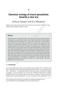 1 Chemical ecology of insect parasitoids: towards a new era 1