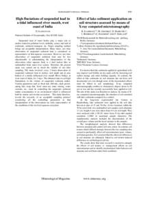 Goldschmidt Conference Abstracts  High fluctations of suspended load in a tidal influenced river mouth, west coast of India D. ILANGOVAN