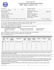Print Form  Fillable Online PDF Longwood Course Registration Form Fall