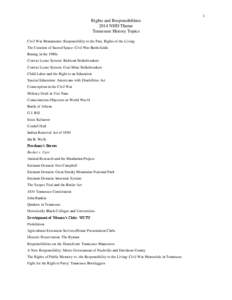 1  Rights and Responsibilities 2014 NHD Theme Tennessee History Topics Civil War Monuments: Responsibility to the Past, Rights of the Living