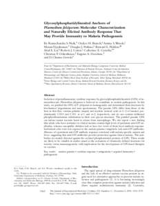 Glycosylphosphatidylinositol Anchors of Plasmodium falciparum: Molecular Characterization and Naturally Elicited Antibody Response That May Provide Immunity to Malaria Pathogenesis By Ramachandra S. Naik,* OraLee H. Bran