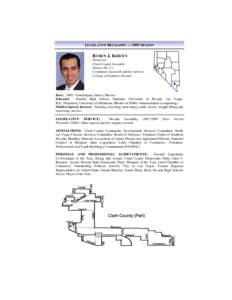 LEGISLATIVE BIOGRAPHY — 2009 SESSION  RUBEN J. KIHUEN Democrat Clark County Assembly District No. 11