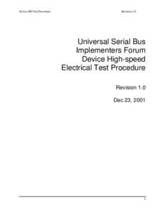 Device HS Test Procedure  Revision 1.0 Universal Serial Bus Implementers Forum