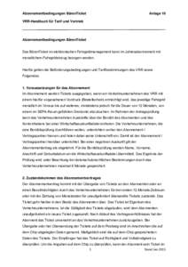 Abonnementbedingungen BärenTicket  Anlage 10 VRR-Handbuch für Tarif und Vertrieb  