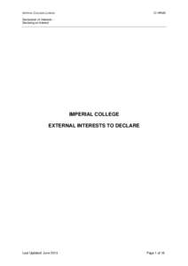 IMPERIAL COLLEGE LONDON  IC HRMS Declaration of Interests – Declaring an Interest