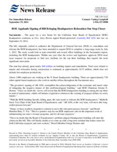 California State Board of Equalization News Release