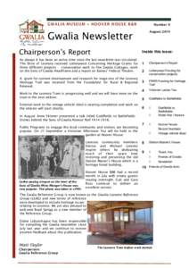 GWALIA MUSEUM + HOOVER HOUSE B&B  Number 9 August[removed]Gwalia Newsletter